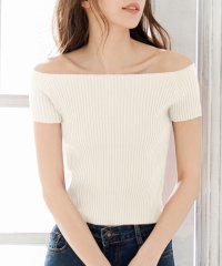 JULIA BOUTIQUE/オフショルダーリブニットトップス /510699 トップス レディース 半袖 ニット リブ カットソー セクシー オフショルダー サマーニット リブニット 肩出/503263303