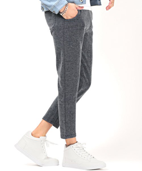 セール テーパードヘリンボーンアンクルパンツ テーパードパンツ メンズ アンクルパンツ ヘリンボーン スーツ ラグスタイル Luxstyle D Fashion