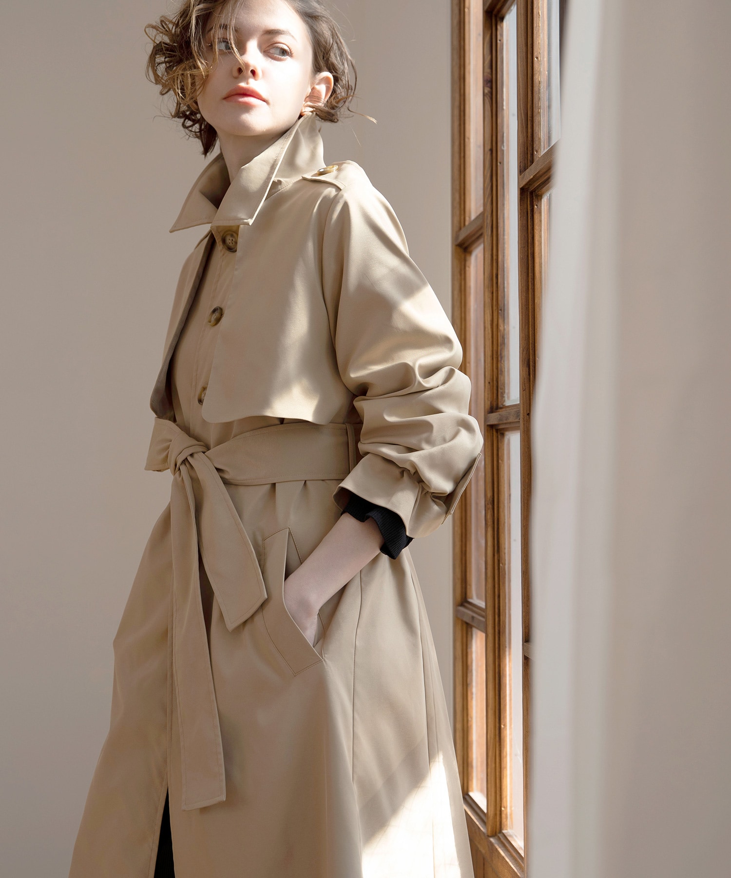 MIELIMIELI INVARIANT♡Flap Work Trench Coat