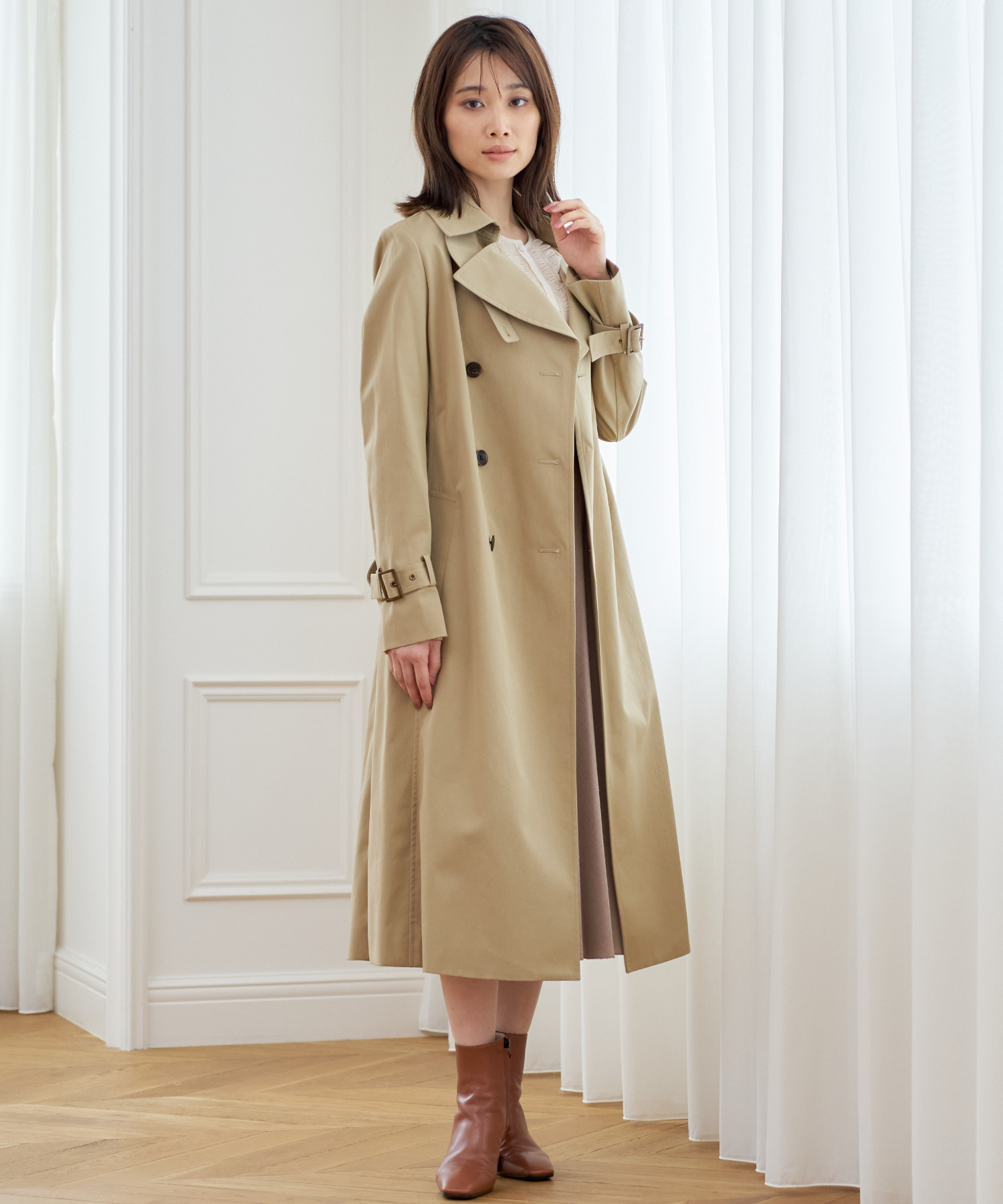 セール 50 Off コットンクロストレンチコート ベルト付き 503896297 アナイ Anayi D Fashion