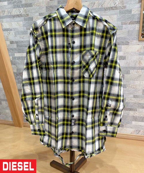セール Diesel ディーゼル オーバーサイズ ダメージ リメイク チェックシャツ S Machito ディーゼル Diesel D Fashion