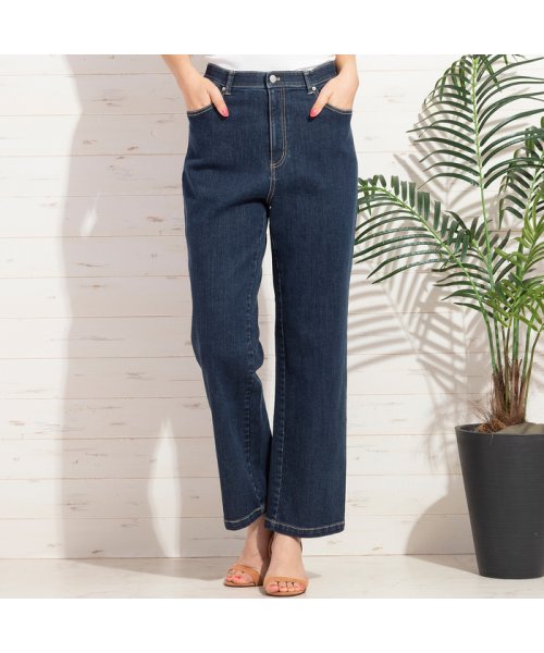 ストレッチデニム ウエストゴムストレートパンツ ピサーノ Pisano D Fashion ストレッチデニム ウエストゴムストレートパンツ ピサーノ Pisano D Fashion