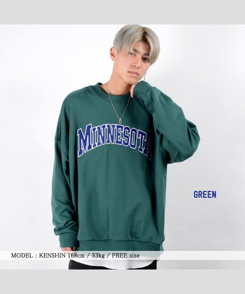 Minnesota 刺繍 ビッグトレーナー ビッグシルエット トレーナー メンズ オーバーサイズ トレーナー レディース スウェット ミネソタ メンズ カレ ワンフォークロージング 1111clothing D Fashion
