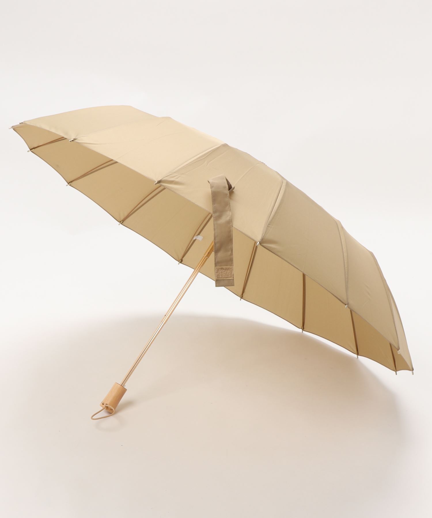 セール】【ハンドメイド 木製持ち手 珍しい16本骨 軽量 折りたたみ傘 