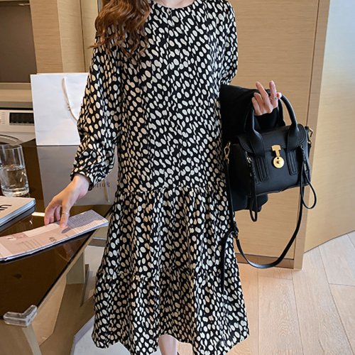 セール30 Off ワンピース ドット柄 シフォンワンピース レディース ロングワンピース 長袖 フレアワンピース 通勤 レトロワンピース きれいめ ミニミニストア Miniministore D Fashion