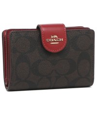 COACH/コーチ アウトレット 二つ折り財布 シグネチャー ブラウン レッド レディース COACH C0082 IMRVQ/503922489