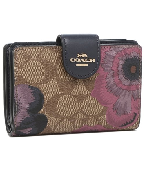 コーチ アウトレット 二つ折り財布 シグネチャー ベージュ パープル マルチ レディース Coach C3452 Imroj コーチ Coach D Fashion コーチ アウトレット 二つ折り財布 シグネチャー ベージュ パープル マルチ レディース Coach C3452 Imroj コーチ Coach D Fashion