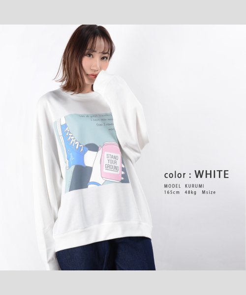 スニーカーイラスト ビッグトレーナー ビッグシルエット トレーナー メンズ オーバーサイズ トレーナー レディース スウェット 大きいサイズ メンズ スエッ ワンフォークロージング 1111clothing D Fashion