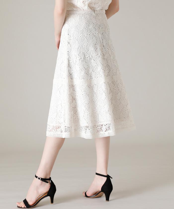 Maglie WHITE 刺繍トルコレースフレアスカート マーリエパーエフデ