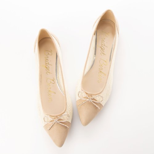 セール 50%OFF】ビジューリボンチュールポインテッドバレエパンプス