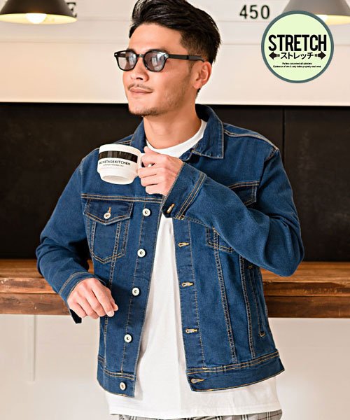Vicci ストレッチデニムジャケット デニムジャケット メンズ Gジャン ストレッチ ジージャン 細身 M L Xl 春 アウター カジュアル Bitter系 ビッチ Vicci D Fashion