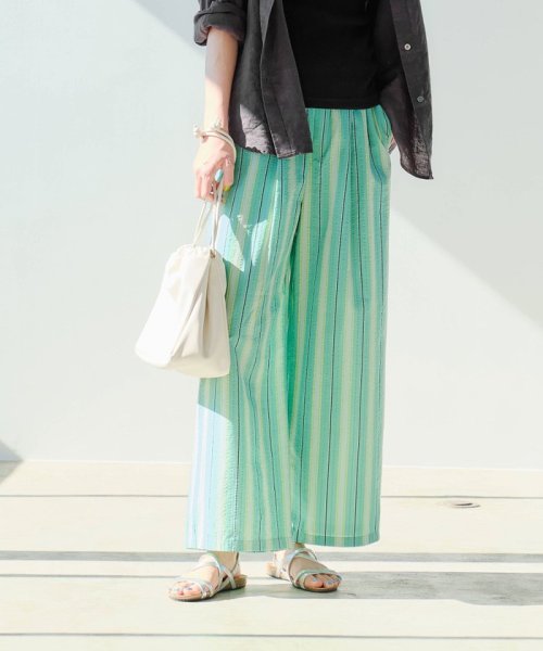 クーポン セール 40 Off Cfc サッカー ストライプ イージー ワイド パンツ グリーンレーベルリラクシング Green Label Relaxing D Fashion