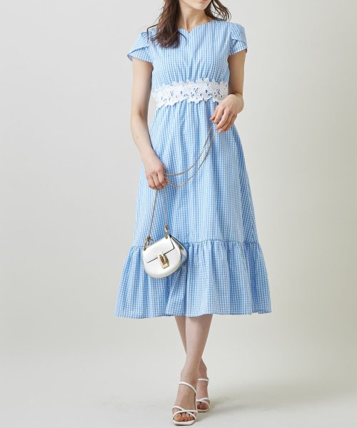 ウエストレース装飾ハートネックギンガムチェックワンピース トッコクローゼット Tocco Closet D Fashion ウエストレース装飾ハートネックギンガムチェックワンピース トッコクローゼット Tocco Closet D Fashion