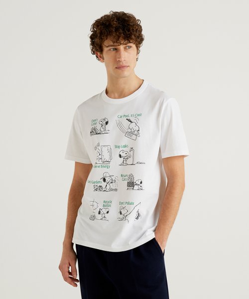 Peanutsコラボ スヌーピー ウッドストックtシャツ カットソー ベネトン メンズ Benetton Mens D Fashion Peanutsコラボ スヌーピー ウッドストックtシャツ カットソー ベネトン メンズ Benetton Mens D Fashion