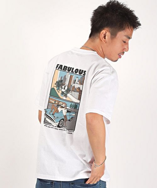 セール Off 米綿天竺バックプリント胸刺繍tシャツ Tシャツ メンズ 半袖 バックプリント 刺繍 米綿 イラスト プリント ラグスタイル Luxstyle D Fashion