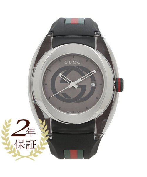 グッチ 時計 レディース メンズ シンク 46mm クォーツ グレー ブラック Gucci Ya グッチ Gucci D Fashion