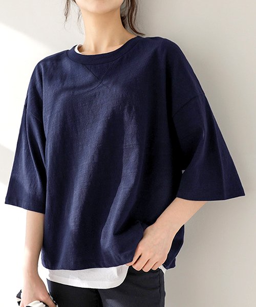 セール 5分丈トップス カジュアル シンプル レディース おしゃれ 半袖 アミュレット Amulet D Fashion