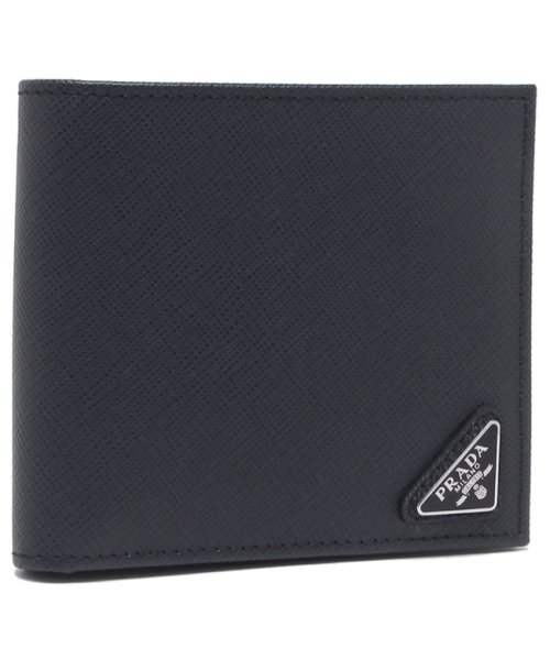 セール プラダ 二つ折り財布 サフィアーノトライアングルロゴ ネイビー メンズ Prada 2mo513 Qhh F0216 プラダ Prada D Fashion