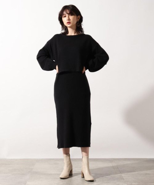 セール 洗える Set レイヤード2pニットワンピース オゾック Ozoc D Fashion