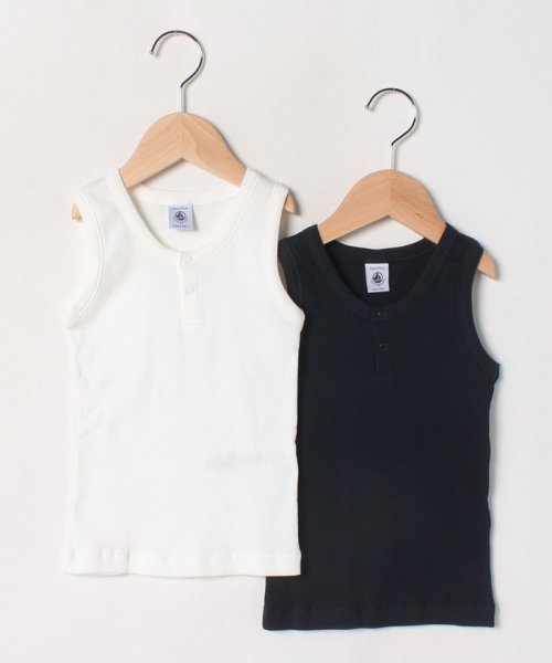 Petitmale ２ｘ２リブ編みカラータンクトップ２枚組 プチバトー Petit Bateau D Fashion