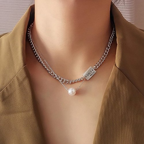 セール10 Off 可愛い 太幅 チェーンネックレス 韓国 ファッション アクセサリー 2連 人気 流行 トレンド ジュエリー ショート きれいめ ミニミニストア Miniministore D Fashion