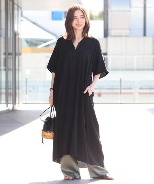 Demi Luxe Beams レーヨンリネン ドルマンスリーブ ワンピース デミルクスビームス Demi Luxe Beams D Fashion Demi Luxe Beams レーヨンリネン ドルマンスリーブ ワンピース デミルクスビームス Demi Luxe Beams D Fashion