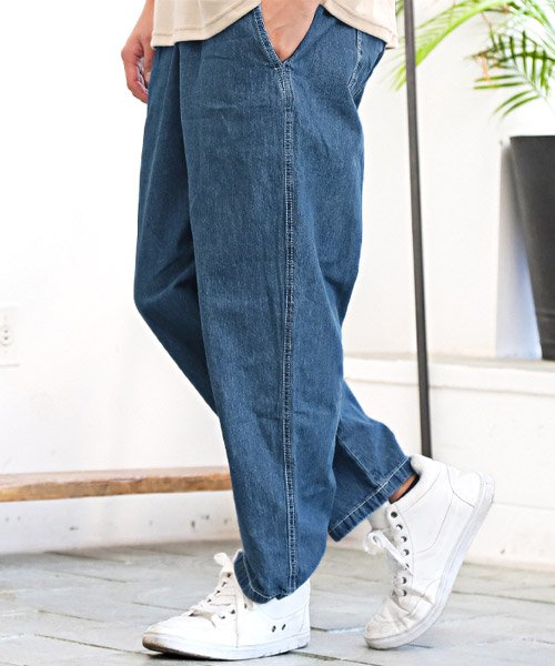 セール デニムワイドテーパードパンツ デニムパンツ メンズ ワイドパンツ テーパード ラグスタイル Luxstyle D Fashion