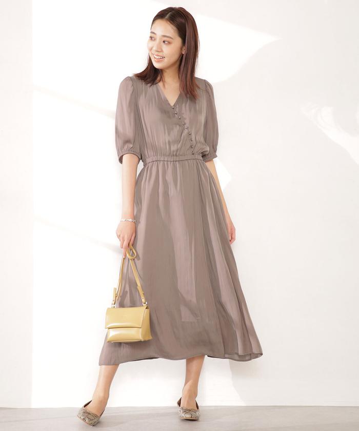 セール 40%OFF】WEB限定/サテンマキシカシュクールワンピース 五