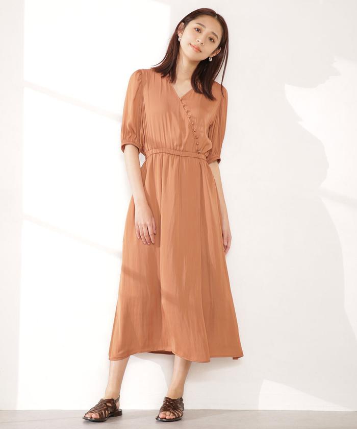 ナノユニバースLUSANA ゼブラカシュクールミモレ丈ティアードワンピース ナノユニバースLUSANA ゼブラカシュクールミモレ丈ティアード