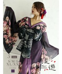 Rew-You/リューユ Rew－You キャバドレス 和柄 花魁 着物ドレス 和柄ドレス 花柄 キャバ 中ミニ シフォン シアー 15号 振り袖 流遊/503945980