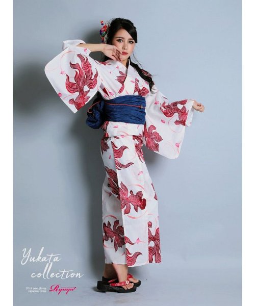 高級浴衣 2点セット 浴衣 キャバ浴衣 白 リューユ Rew You D Fashion 高級浴衣 2点セット 浴衣 キャバ浴衣 白 リューユ Rew You D Fashion