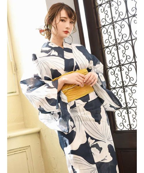 白 ネイビー 浴衣 大人かわいい 古典柄 リューユ Rew You D Fashion