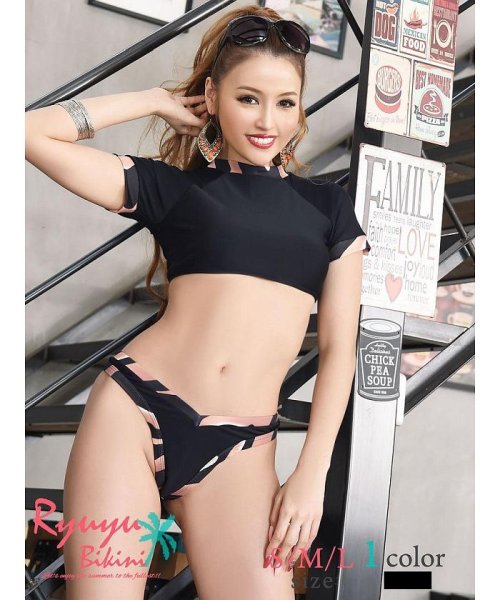 セール10 Off 半袖 ハイレグ 水着 レオパード 黒 リューユ Rew You D Fashion