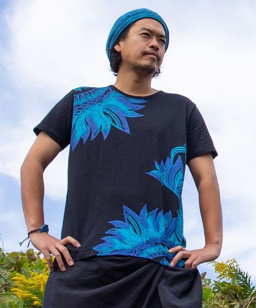 チャイハネ】リゾートトライバルメンズTシャツ ブラック