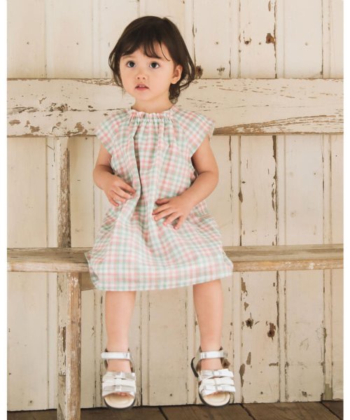 セール A ライン ギャザー チェック ワンピース 80 100cm ベベ Bebe D Fashion セール A ライン ギャザー チェック ワンピース 80 100cm ベベ Bebe D Fashion