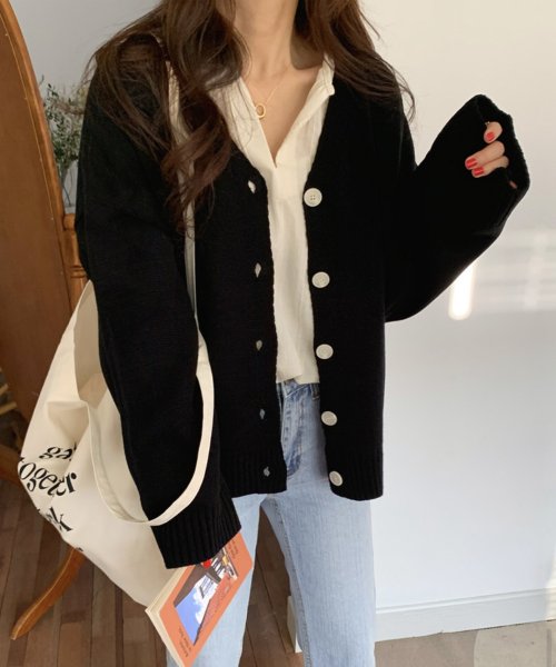 21春夏商品 Vネックカーディガン 韓国ファッション ガーリードール Girly Doll D Fashion