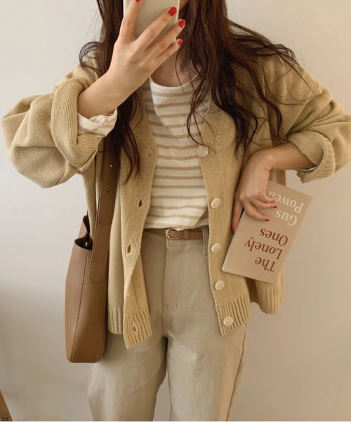 21春夏商品 Vネックカーディガン 韓国ファッション ガーリードール Girly Doll D Fashion