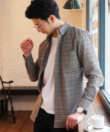 長袖グレーチェック