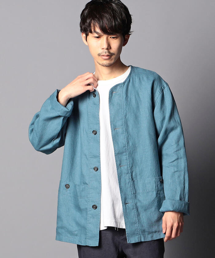 クーポン】【セール 30%OFF】リネンノーカラーブルゾン
