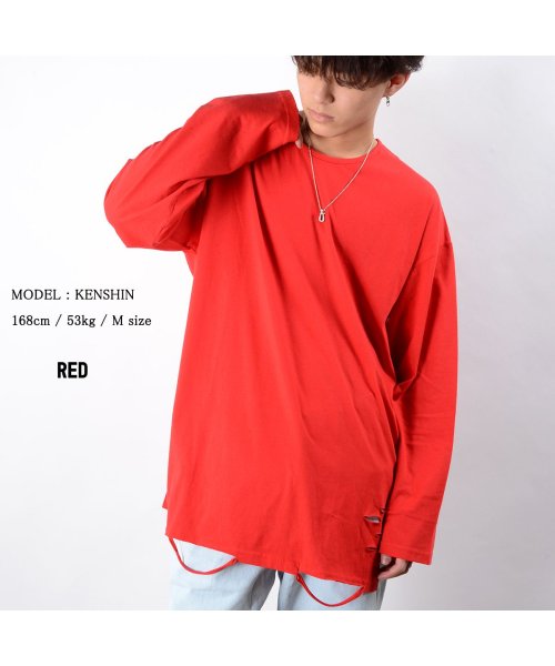 セール ダメージ ロング丈 長袖tシャツ ロンt メンズ 長袖tシャツ 長袖 Tシャツ 重ね着 インナー レイヤード Tシャツ 長袖 ダメージ加工 丈長 Tシャツ ワンフォークロージング 1111clothing D Fashion