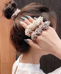 shoppinggo/ヘアゴム パール バブル シンプ ブレスレット ビーズ ヘア留め ヘアアクセサリー 髪飾り 上品 パーティー飾り/504009666