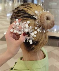 shoppinggo/ヘアゴム スプリングヘアゴム パール ヘアアクセサリー 大人っぽい おしゃれ クリア 大人 上品 エレガント シンプル フェミニン/504009669