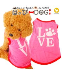 HAPPY DOG!!/犬 服 犬服 ドッグウェア タンクトップ LOVEプリント 【春 夏 春夏 毛抜け防止 毛落ち防止 おしゃれ 可愛い 女の子 男の子 トイプードル チワワ 洋服/504009344