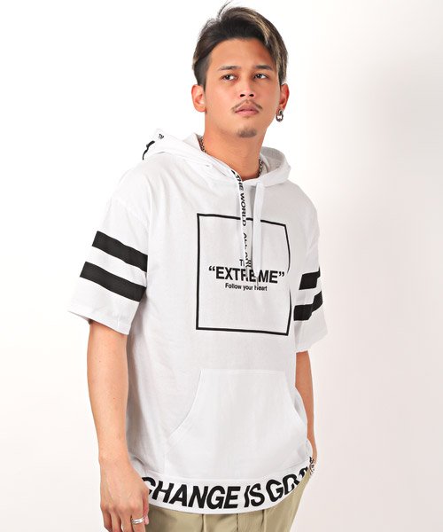 セール15 Off ロゴプリント半袖パーカー パーカー 半袖 メンズ ロゴ プリント ビッグシルエット ラグスタイル Luxstyle D Fashion