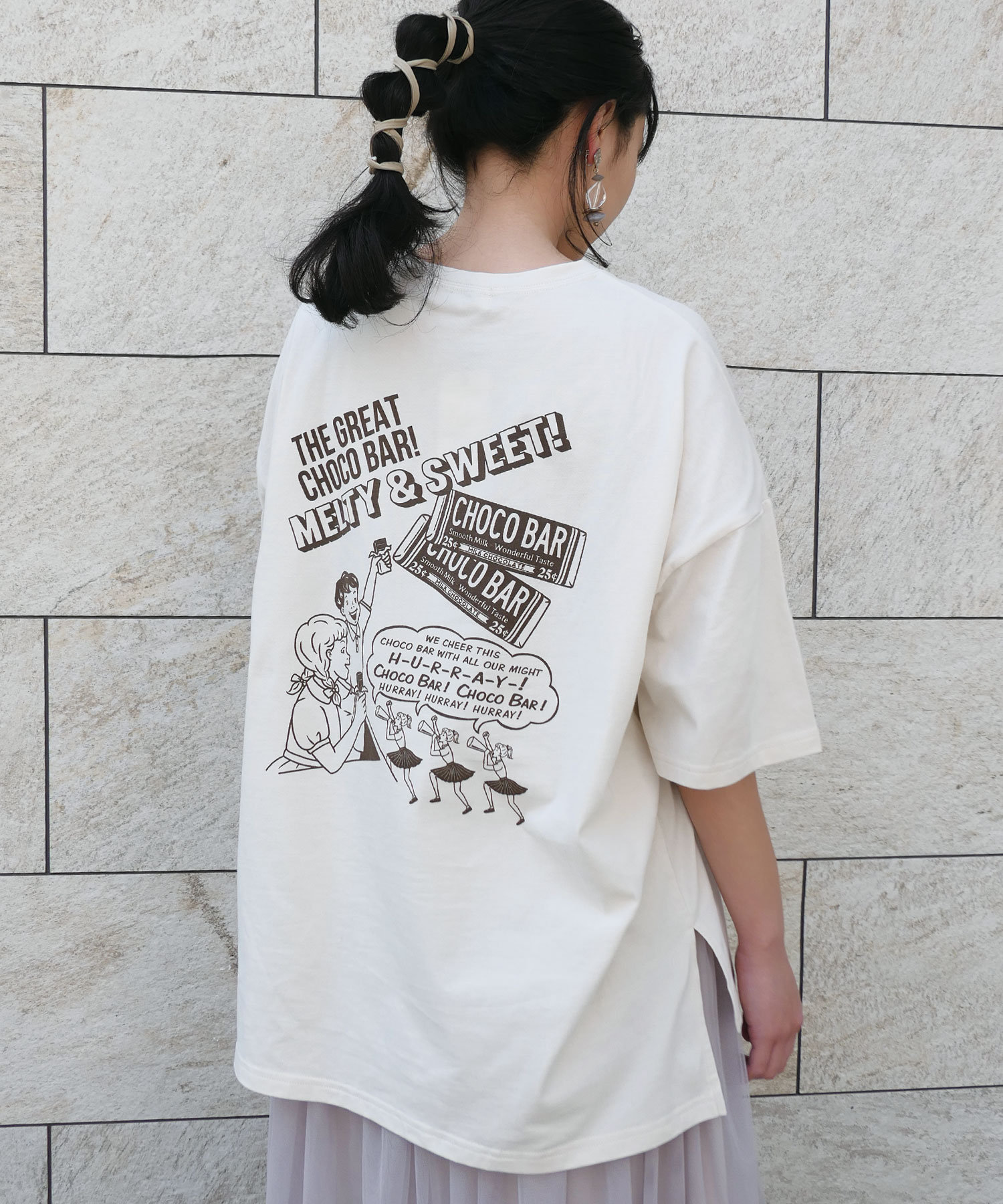 期間限定 新品タグ付 コムサフィユ プリントTシャツ 140 150 チョコ