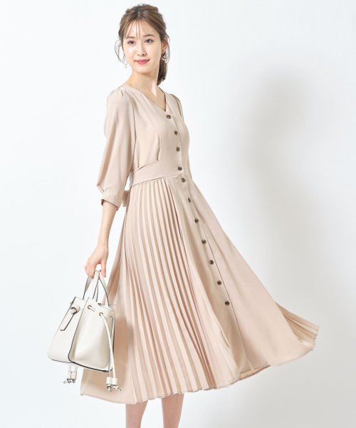 ウエストりぼん付きフロントボタンサイドプリーツ切り替えワンピース トッコクローゼット Tocco Closet D Fashion ウエストりぼん付きフロントボタンサイドプリーツ切り替えワンピース トッコクローゼット Tocco Closet D Fashion
