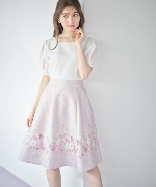 フラワープリント切り替えパフスリーブワンピース トッコクローゼット Tocco Closet D Fashion フラワープリント切り替えパフスリーブワンピース トッコクローゼット Tocco Closet D Fashion
