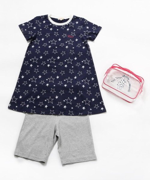 セール 80 130cm 綿100 Pvcポーチ付きワンピースセット ハッシュアッシュ キッズ Hushush Kids D Fashion