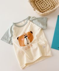 aimoha/【aimoha－KIDS－】【新作】 かわいい動物イラストプリント 袖切り替え半袖tシャツ/504020600