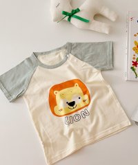 aimoha/【aimoha－KIDS－】【新作】 かわいい動物イラストプリント 袖切り替え半袖tシャツ/504020600